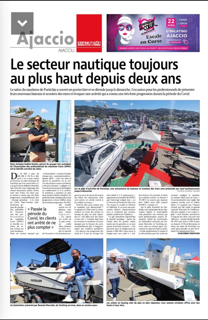 le secteur nautique toujours au plus haute depuis 2 ans