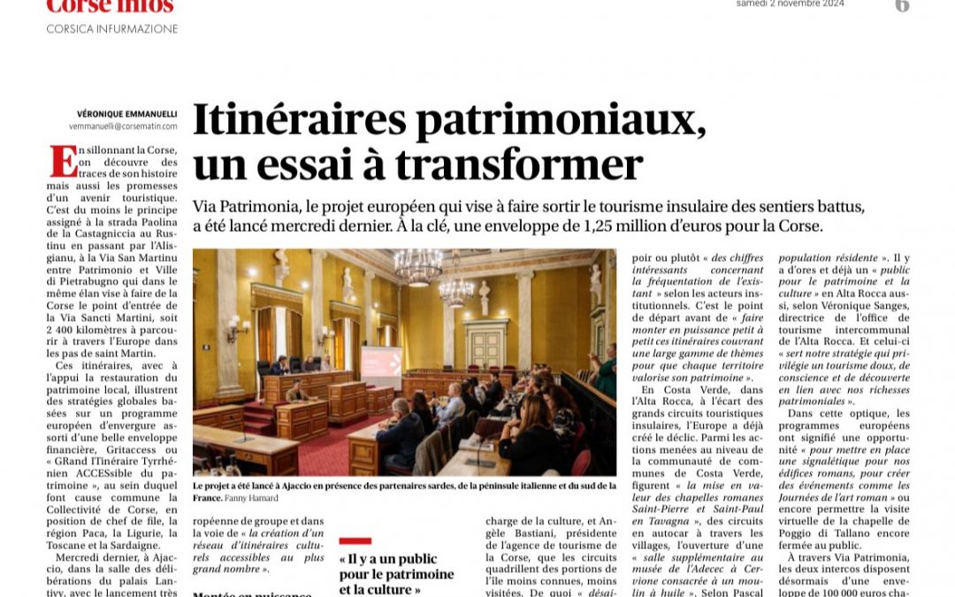 Corse-Matin : « Itineraires patrimoniaux un essai a transformer »